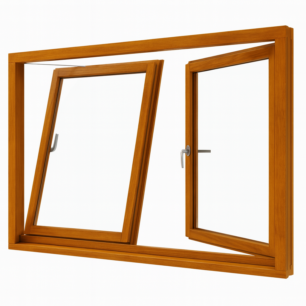 Houten draaikiepraam stulp – binnendraaiend