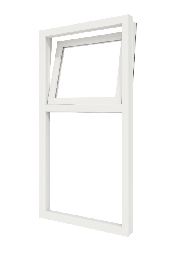 Kunststof draaikiepraam boven en vast glas verticaal 2 vakken