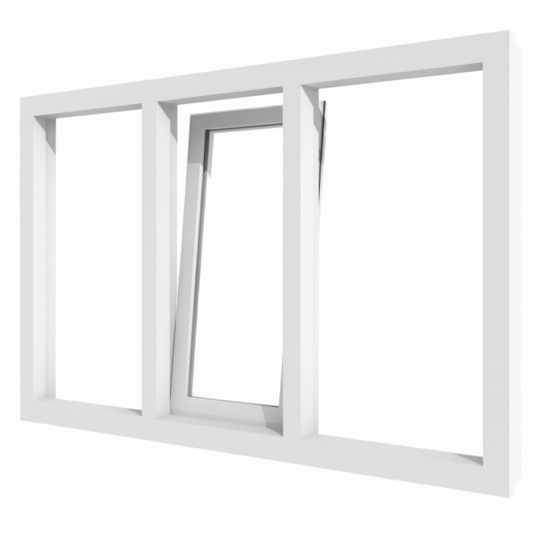 Kunststof draaikiepraam en vast glas 3 vakken