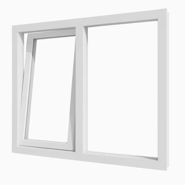Kunststof draaikiepraam links en vast glas 2 vakken