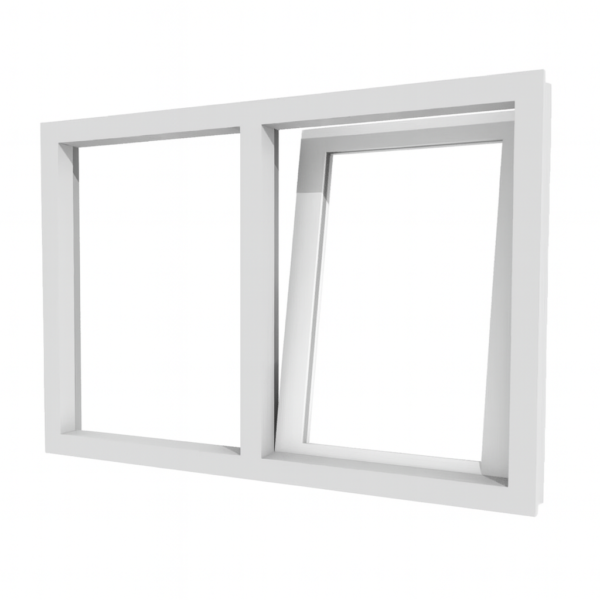 Kunststof draaikiepraam rechts en vast glas 2 vakken