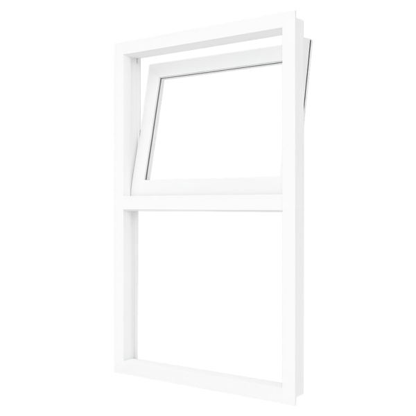 Kunststof klapraam (boven) en vast glas 2 vakken op maat