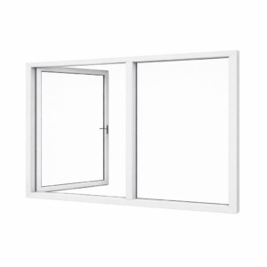 Kunststof  draairaam links en vast glas | 2 vakken