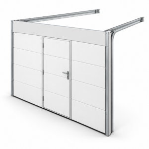 Sectionale garagedeur met loopdeur in het midden – handbediend 1 Sectionale garagedeur met loopdeur in het midden – handbediend